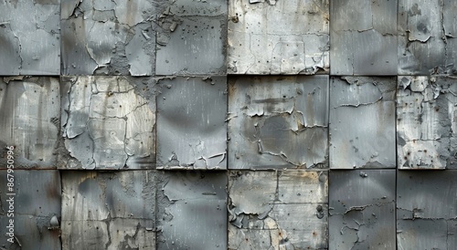 Rusted Metal Panel With Rivets and Peeling Paint