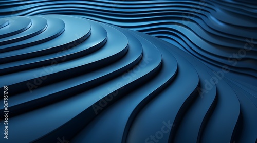 Blue parallel curved lines on a black background represent the abstract background