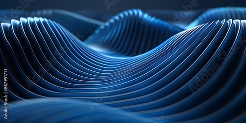Blue parallel curved lines on a black background represent the abstract background