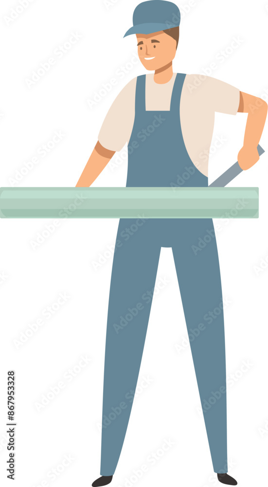 Naklejka premium Plumber is cutting a metal pipe using a saw, showcasing plumbing work