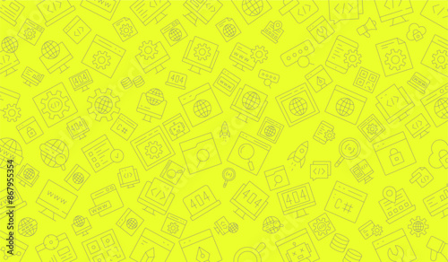 Software development seamless pattern with line icons. Programming language background, application, computer program develop vector illustration. Outline wallpaper for website design.