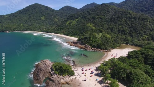 Aerial view of Praia do Meio, Vila de Trindade - Paraty, Rio de Janeiro, Brazil photo