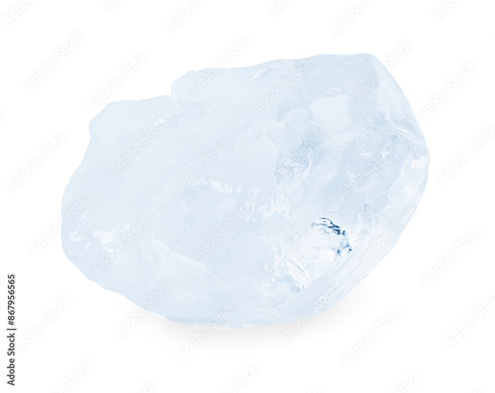 One piece of clear ice isolated on white One piece of clear ice isolated on white