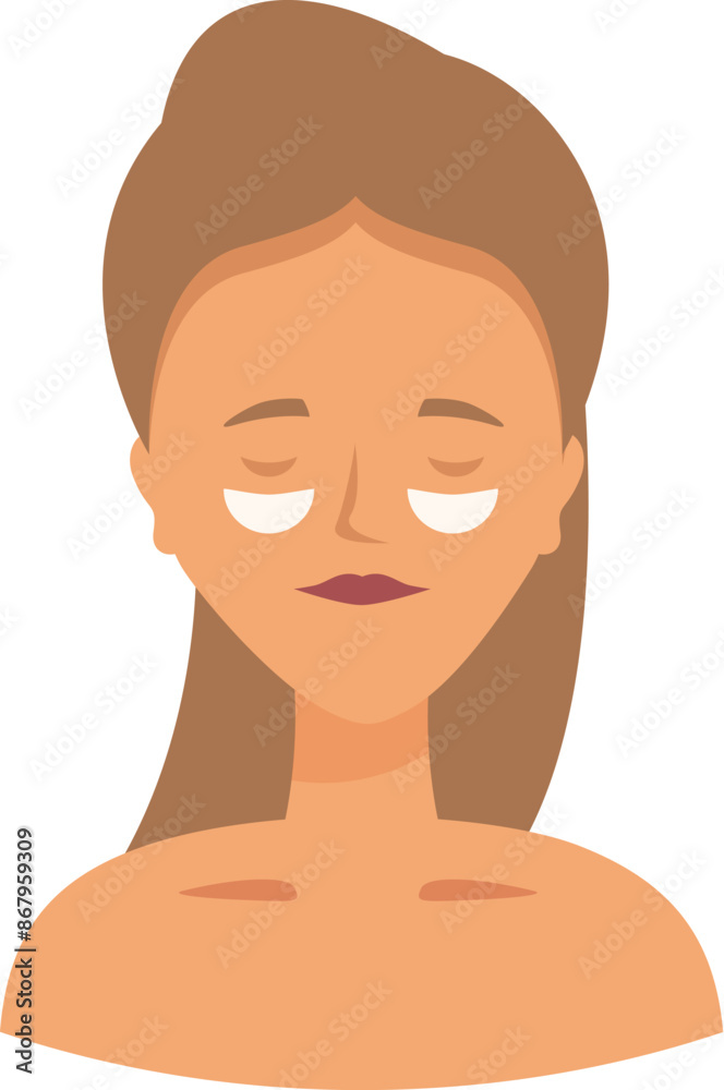 Woman enjoying a skincare treatment with under eye patches, promoting relaxation and beauty Woman enjoying a skincare treatment with under eye patches, promoting relaxation and beauty