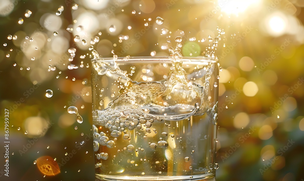A glass of water with a splash A glass of water with a splash