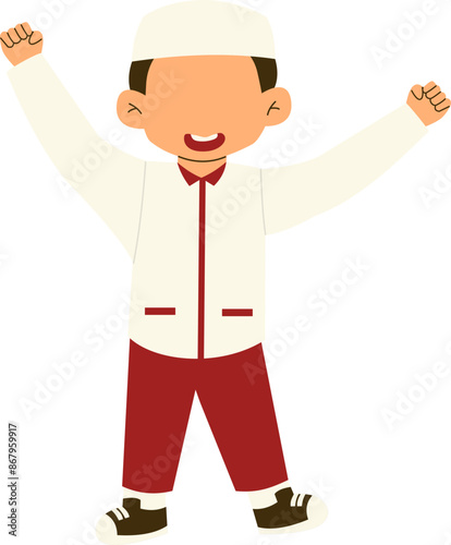 Happy Indonesian elementary student