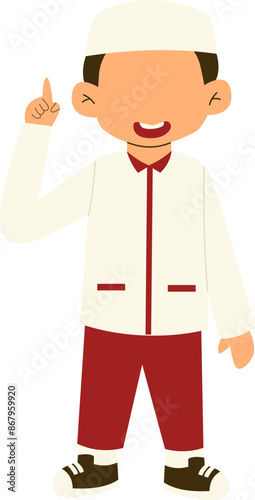 Indonesian elementary student raising hand