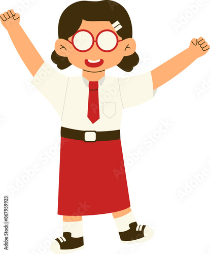 Happy Indonesian elementary student