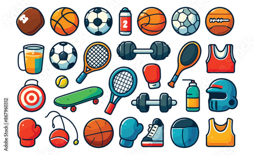sports equipment illustration collection set