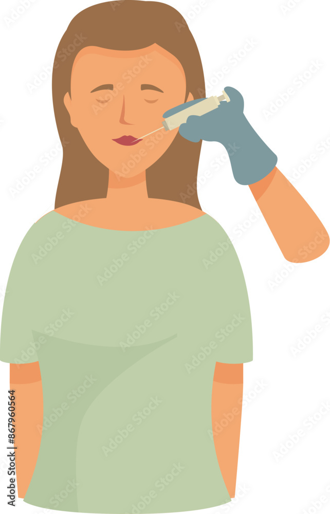 Beautician is injecting hyaluronic acid into a woman's lips to add volume and reduce wrinkles Beautician is injecting hyaluronic acid into a woman's lips to add volume and reduce wrinkles