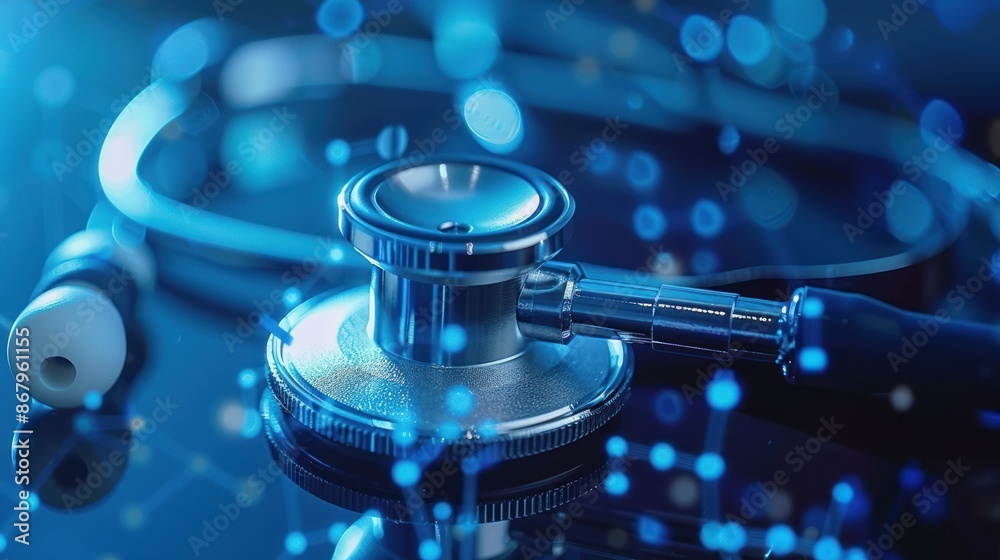 Stethoscope and Blue Lights, Healthcare Technology Stethoscope and Blue Lights, Healthcare Technology