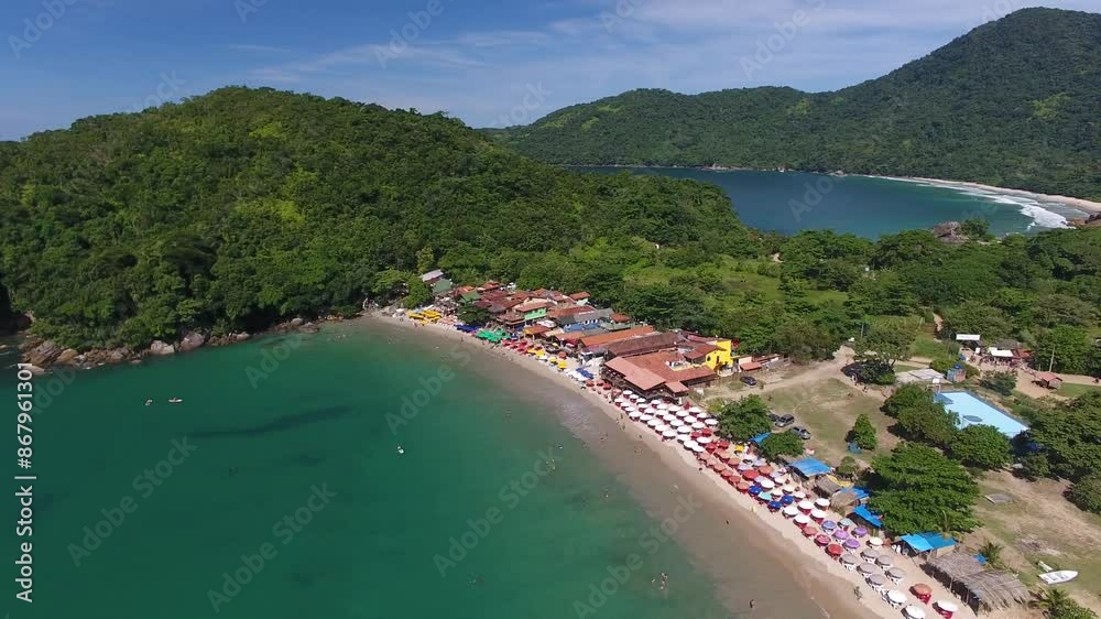 Aerial view of Ranchos Beach, Vila de Trindade - Paraty, Rio de Janeiro, Brazil Aerial view of Ranchos Beach, Vila de Trindade - Paraty, Rio de Janeiro, Brazil