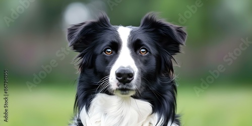 Skilled Border Collie Showcasing Herding Abilities Creative Banner with Copyspace. Concept Herding Dog, Border Collie, Skilled Canine, Creative Banner, Copyspace