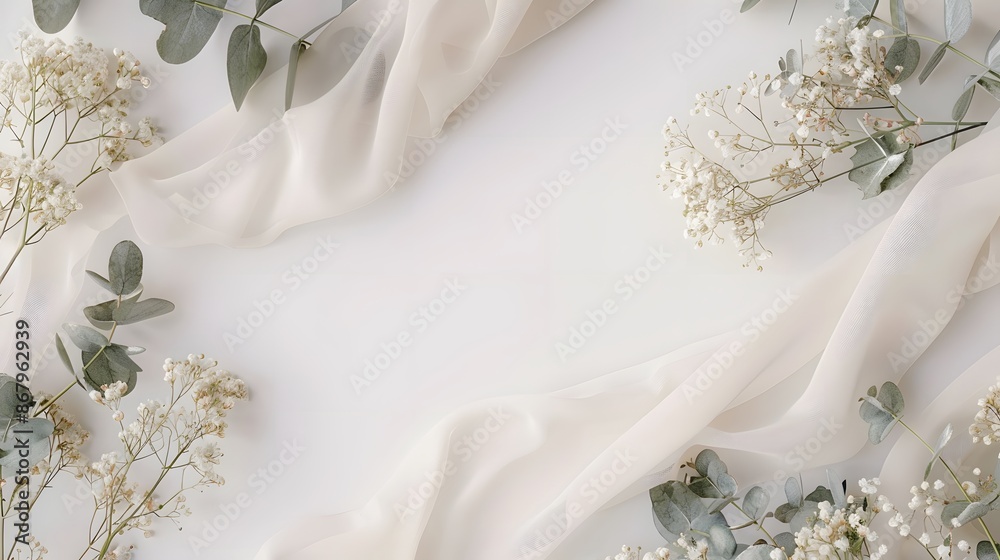 Styled stock photo. Feminine wedding desktop mockup with baby breath Gypsophila. Styled stock photo. Feminine wedding desktop mockup with baby breath Gypsophila.
