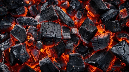 Barbecue coal macro texture with text space
