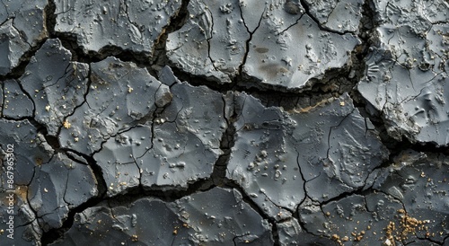 Cracked Black Surface With Rust Stains Close Up