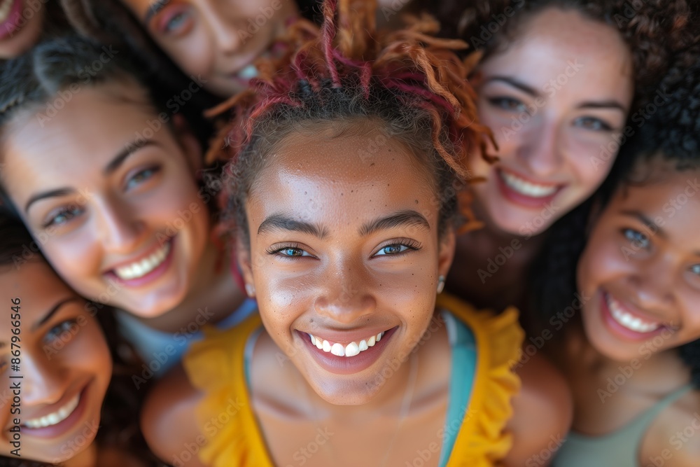 Group of Young Women Smiling Close Up Selfie Group of Young Women Smiling Close Up Selfie