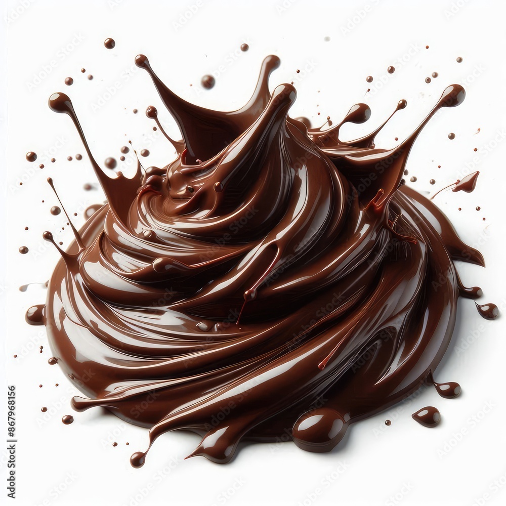 Liquid chocolate sauce paste smear or stain, Dessert presentation isolated on a white background Liquid chocolate sauce paste smear or stain, Dessert presentation isolated on a white background