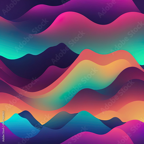 Abstract wallpaper art with a gradient of bioluminescent colors.