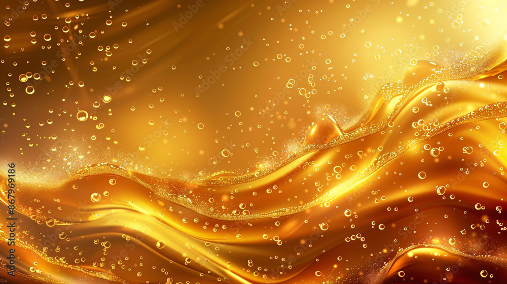Shiny golden liquid waves and drops abstract background design Shiny golden liquid waves and drops abstract background design