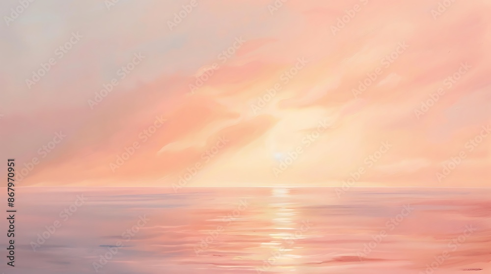 Obraz premium Serene Sunset Painting in Soft Pink and Peach Tones
