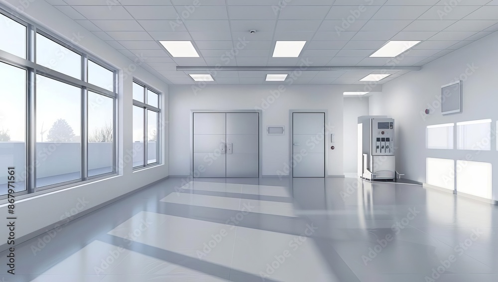Modern Sterile Laboratory with White and Gray Palette Modern Sterile Laboratory with White and Gray Palette