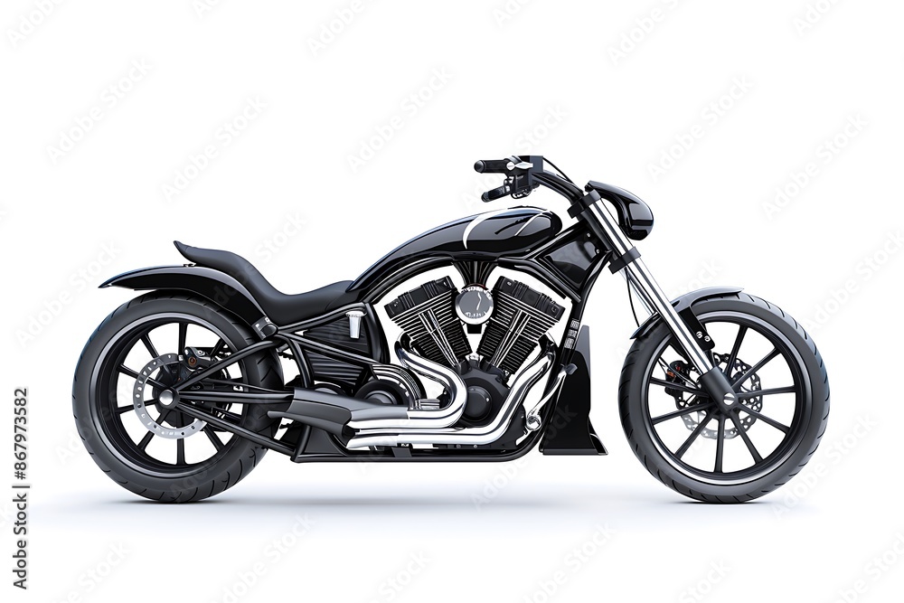 Fototapeta premium Black motorcycle on white background