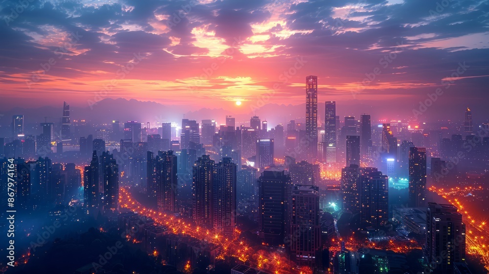 A cityscape at sunrise, with the buildings glowing in the early morning light. The beautiful, bright urban scene provides an inspiring backdrop for your words. A cityscape at sunrise, with the buildings glowing in the early morning light. The beautiful, bright urban scene provides an inspiring backdrop for your words.