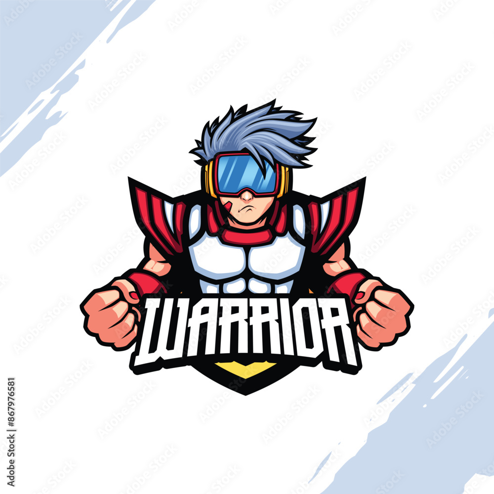 Warrior in White Armor and a Goggles Vector Mascot Warrior in White Armor and a Goggles Vector Mascot