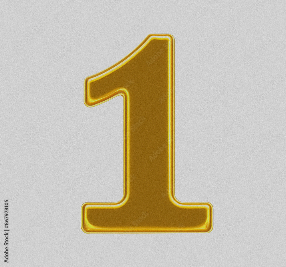Vector realistic isolated golden number of 1 for invitation decoration on the plain background Vector realistic isolated golden number of 1 for invitation decoration on the plain background