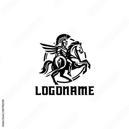 spartan on horse logo vector
