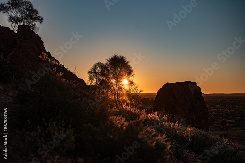 Sunset over Baldy Knob, Quilpie, Queensland photo