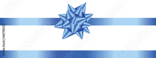 light blue bow gift ribbon straight horizontal border