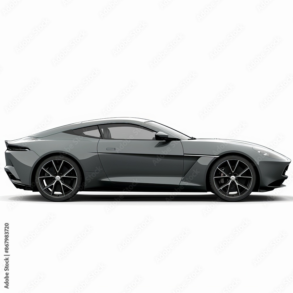 Gray car isolated on white background, side view Gray car isolated on white background, side view