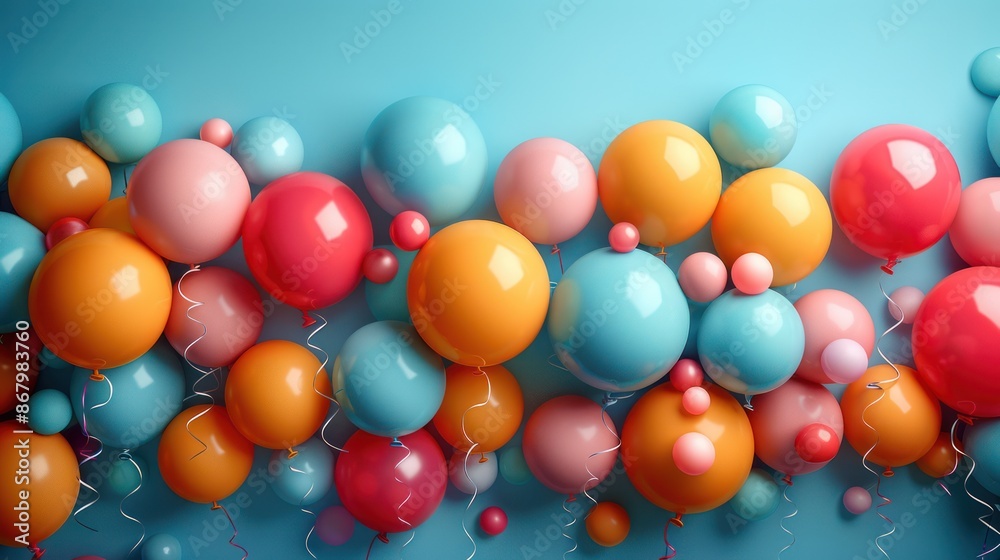 Colorful Balloons on a Blue Background Colorful Balloons on a Blue Background