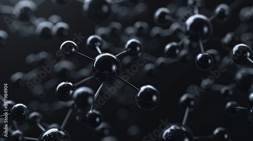 Abstract black molecule structure background for science and medical research photo