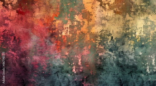 Abstract Peeling Paint Texture With Red, Yellow, and Green Colors