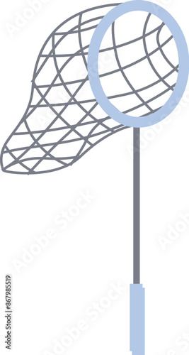 Fishing net with handle standing up, waiting to be used for fishing
