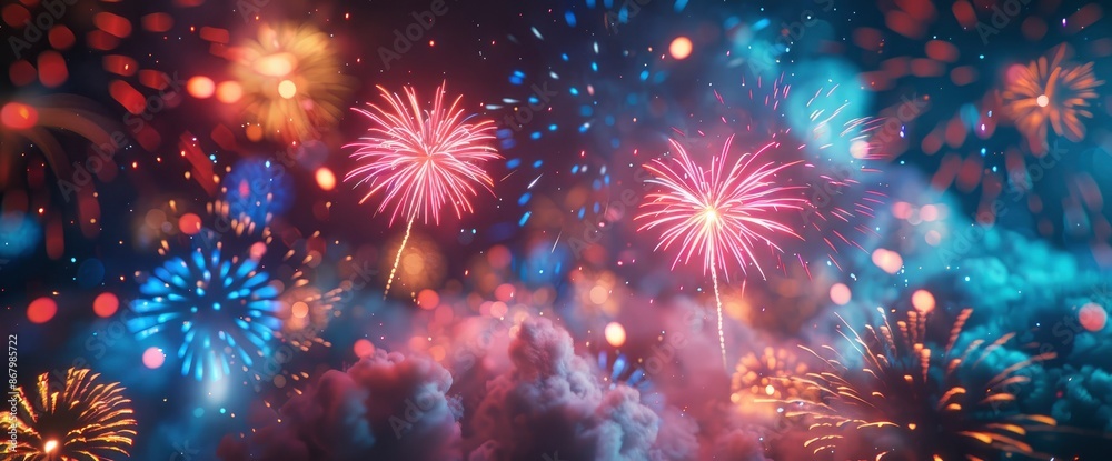 Beautiful Fireworks On New Year'S Eve Celebration Beautiful Fireworks On New Year'S Eve Celebration