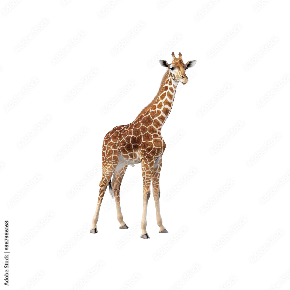 Naklejka premium giraffe, zoo animal, render, tall, isolated on white background