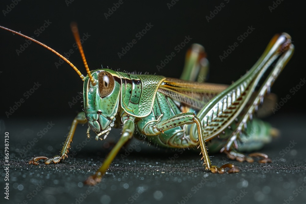 Fototapeta premium Close-up of a Green Grasshopper