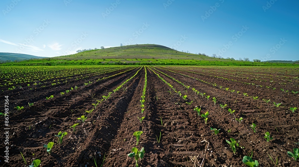Peaceful farmland - a tranquil field with rows of freshly ploughed earth, ready for planting next season's crop, reflecting careful preparation and the hope of a bountiful harvest. Peaceful farmland - a tranquil field with rows of freshly ploughed earth, ready for planting next season's crop, reflecting careful preparation and the hope of a bountiful harvest.