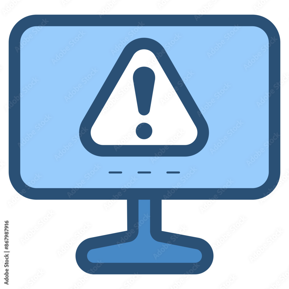 computer monitor with warning sign flat icon computer monitor with warning sign flat icon