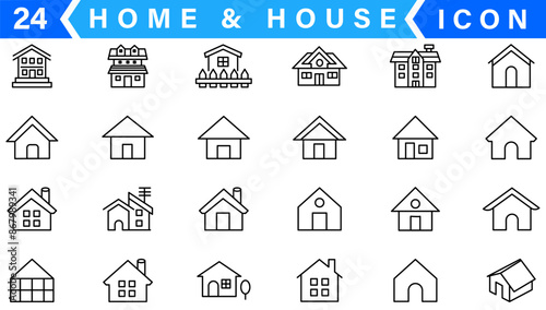 simple set of house renovation construction icon vector home and building property fix repair symbol illustration outline design for web and app