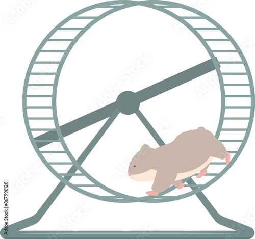 Hamster is enjoying exercising by running on a spinning wheel