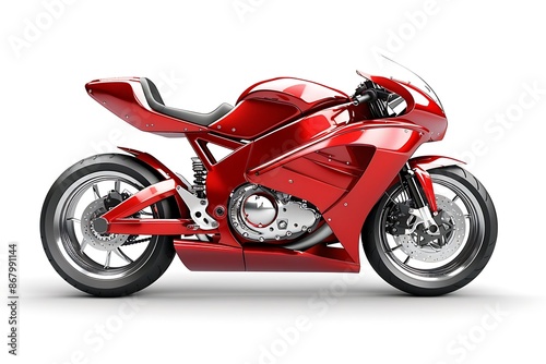 Red motorcycle isolated on white background