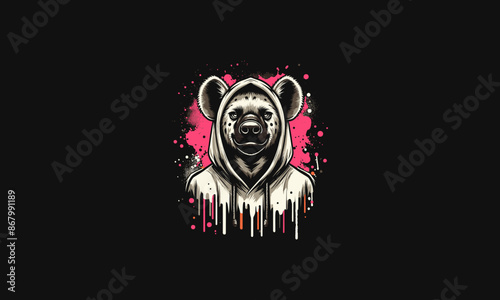 hyena wearing hoodie vector illustration artwork design