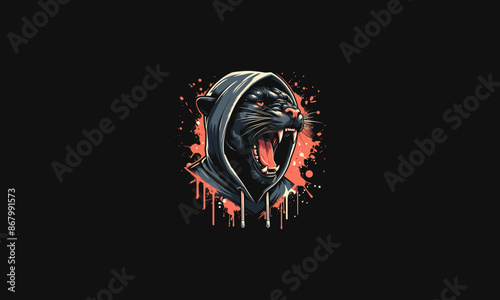 panther angry wearing hoodie vector artwork design photo