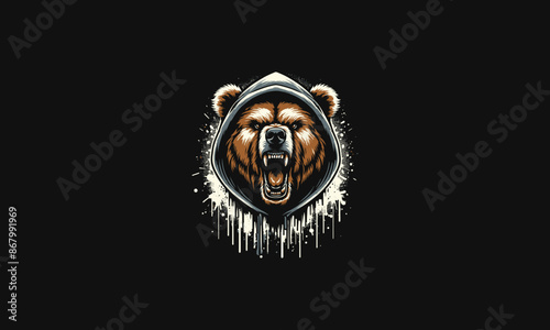 bear angry wearing hoodie vector artwork design