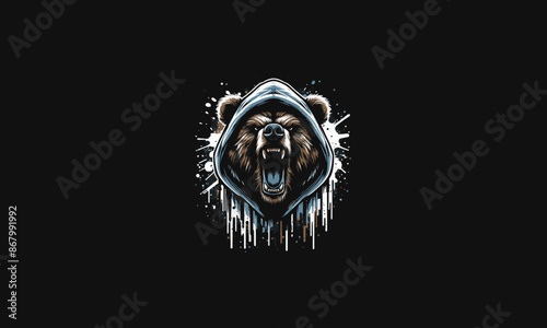 bear angry wearing hoodie vector artwork design